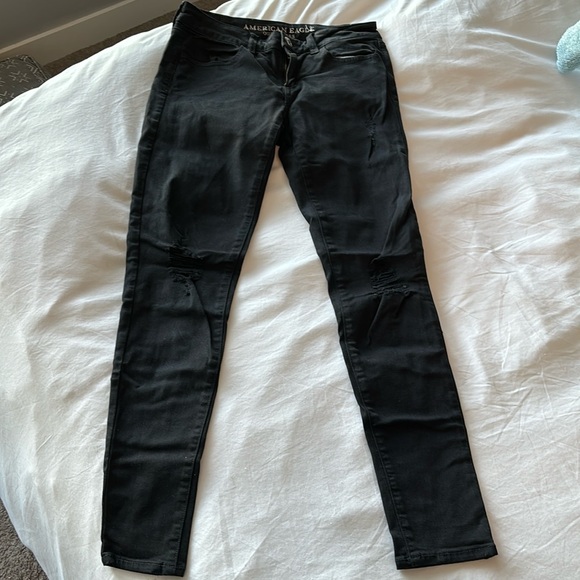 American Eagle Straight Leg Distressed Black Denim - Picture 1 of 5